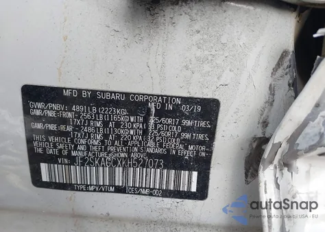 2019 Subaru Forester Premium z USA, uszkodzony, nr VIN JF2SKAGCXKH527073